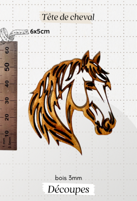 Découpe en bois - Tête de cheval - 6cm