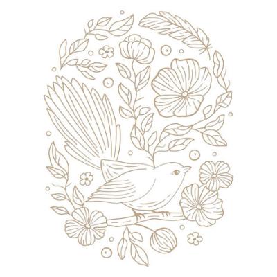 Hot foil Plates - Stylish Oval Floral Bird