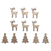 Miniatures en bois sapins et cerfs