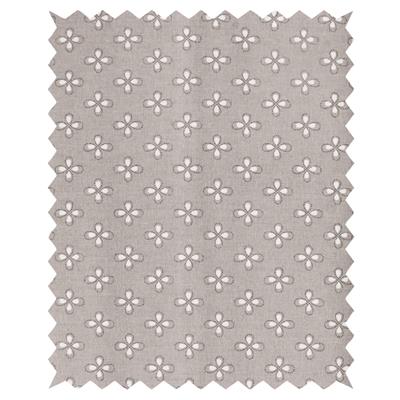 Tissu en coton gris fleurs blanches