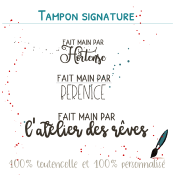 Tampon signature "fait main par..."