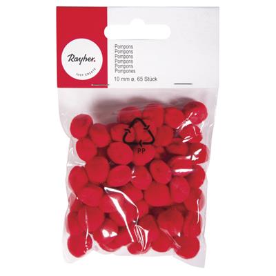 65 pompons rouges 10mm