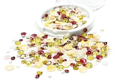 Boite de sequins <br> Yellow bottlecap flowers