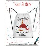 Sac à dos "méline"<br>Licorne de Noël + Prénom
