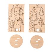 2 miniatures en bois Licorne d'hiver