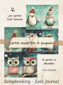 Cartes Junk Journal - Chouettes & Pingouins