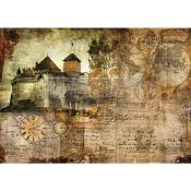 A1 Decoupage rice paper "Hilltop Castle"