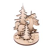 2 miniatures en bois Licorne d'hiver