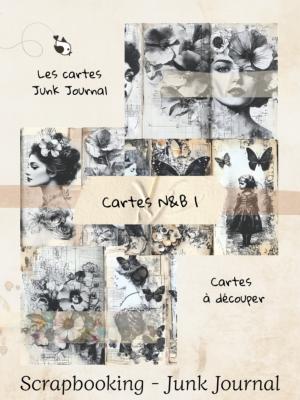 Cartes Junk Journal - Noir & Blanc 1