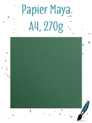 papier Maya - Vert - 5 f - A4 - 270g