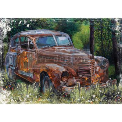 A1 Decoupage rice paper "This Rusty Car"