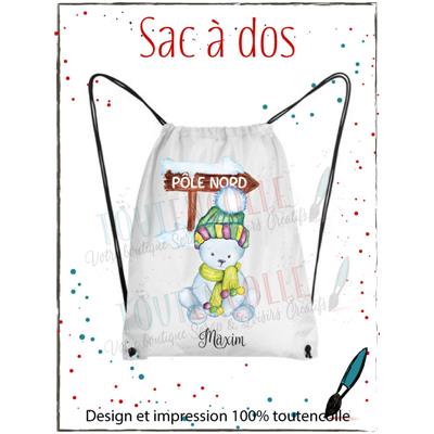 Sac à dos "maxim"<br>Pôle Nord + Prénom