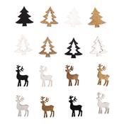 Miniatures en bois sapins ajours et cerfs