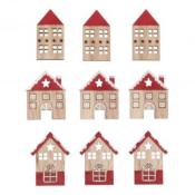 9 Miniatures en bois Maisons