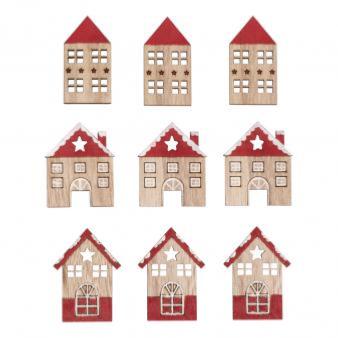 9 Miniatures en bois Maisons