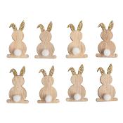8 petits lapins bois<br>oreilles pailletées
