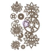 7 Chipboards Machine Floral Decors