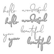 Cutting dies - wonderful script sentiment