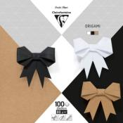 Papier Origami Uni - Blanc Noir Kraft