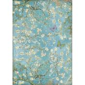 papier de riz A4 <br>Atelier blossom blue background with butterflies