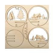 Kit en bois pour boule<br>Cabanne 8cm