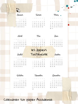 Calendrier cases 2026 - sur papier beaux-arts