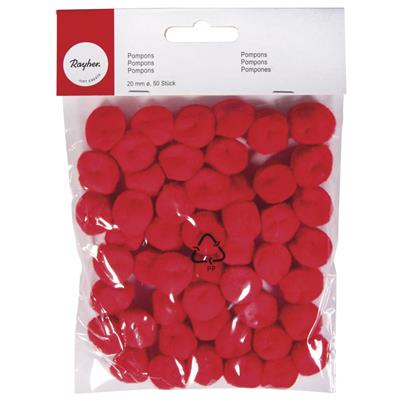 50 pompons rouges 20mm