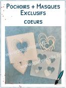 Lot de 6 masques et pochoirs coeurs