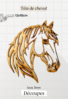 Découpe en bois - Tête de cheval - 12cm