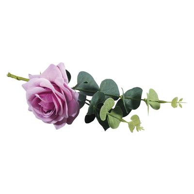 Rose avec eucalyptus lilas tendre 28cm