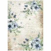 feuille de riz - Cozy winter - Blue flowers