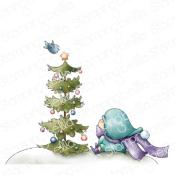 Bundle Girl with a christmas tree and a birdie