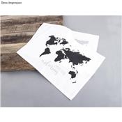 pochoir sérigraphié carte du monde A3