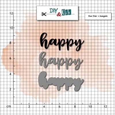 matrice de coupe + tampon "happy"