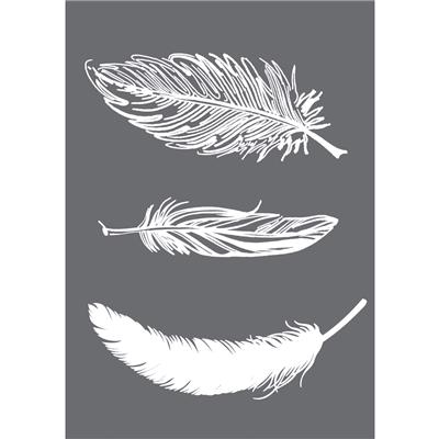 pochoir sérigraphié 3 plumes A5